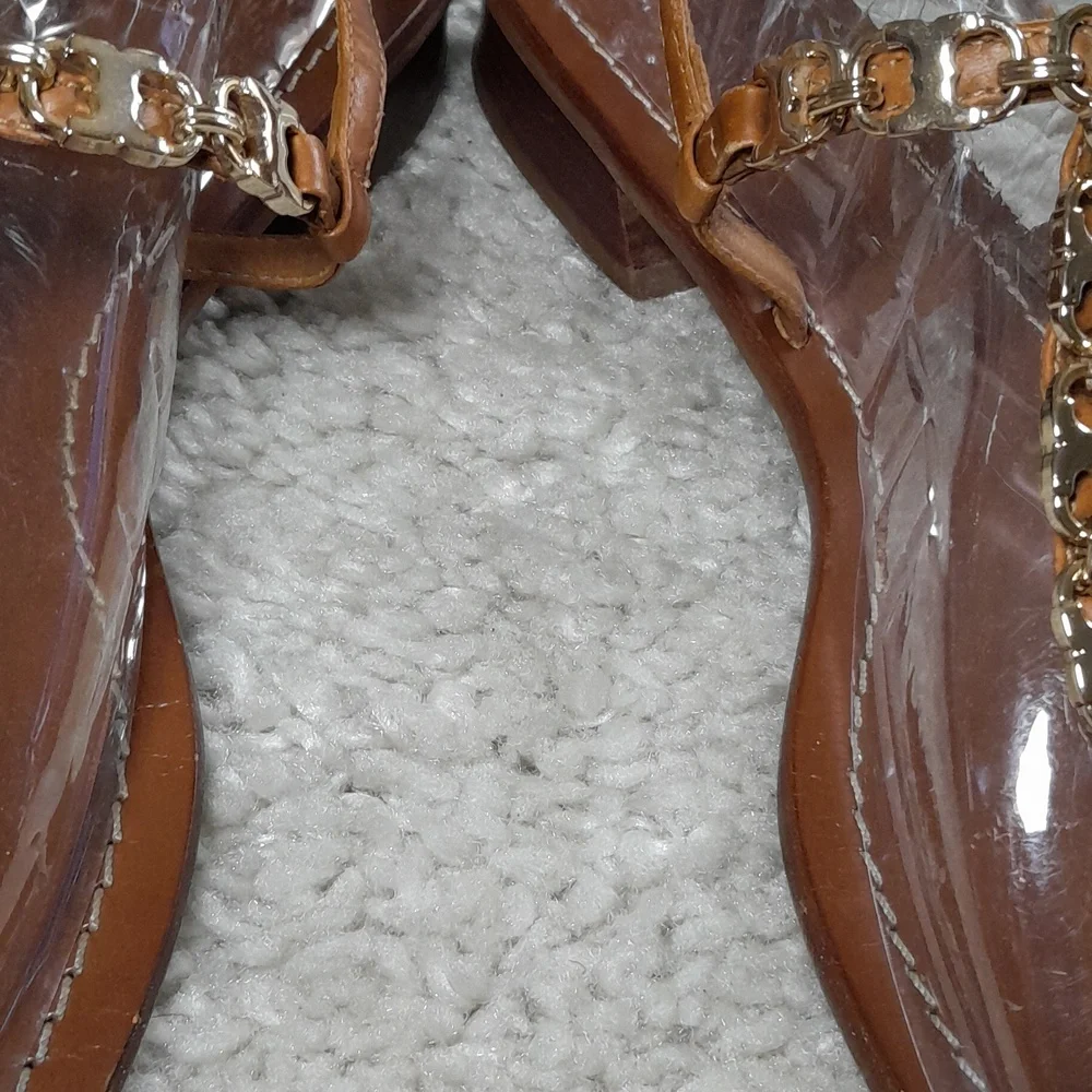 TORY BURCH GEMINI Gold Chain Thong Sandals Size 10